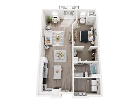 a floor plan of a 1 bedroom unit with a closet
